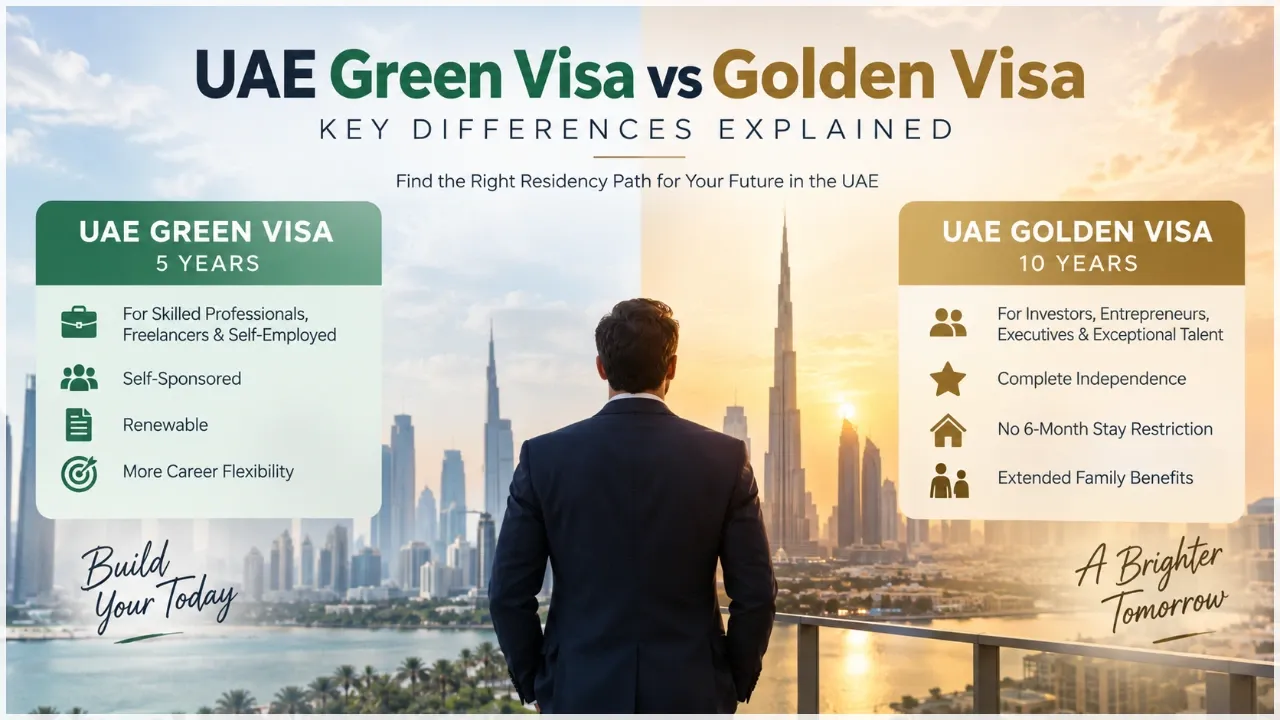UAE Green Visa vs Golden Visa: Key Differences, Duration, and Eligibility