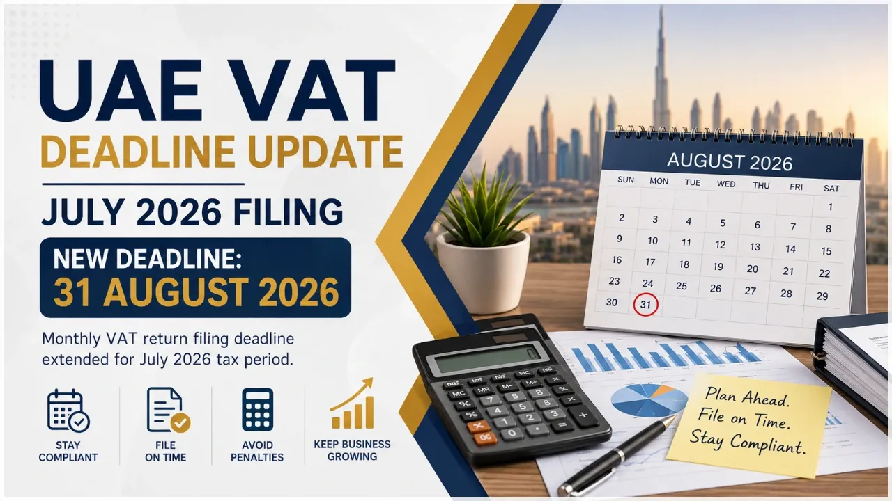 UAE VAT Deadline Update: July 2026 Monthly VAT Filing Extended to 31 August