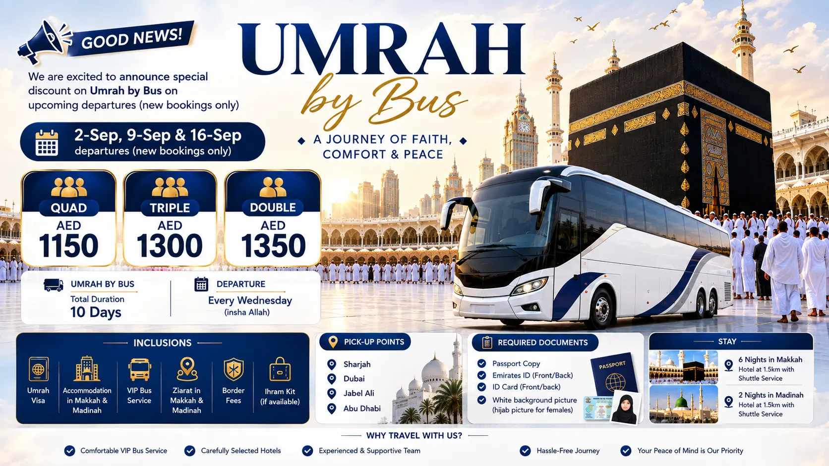 Right Time Travel & Tourism - Umrah by Bus Offer